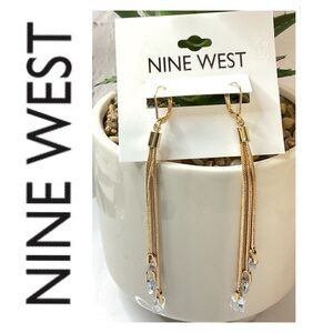 🌟 Nine West Gold Dangle Crystal Earrings